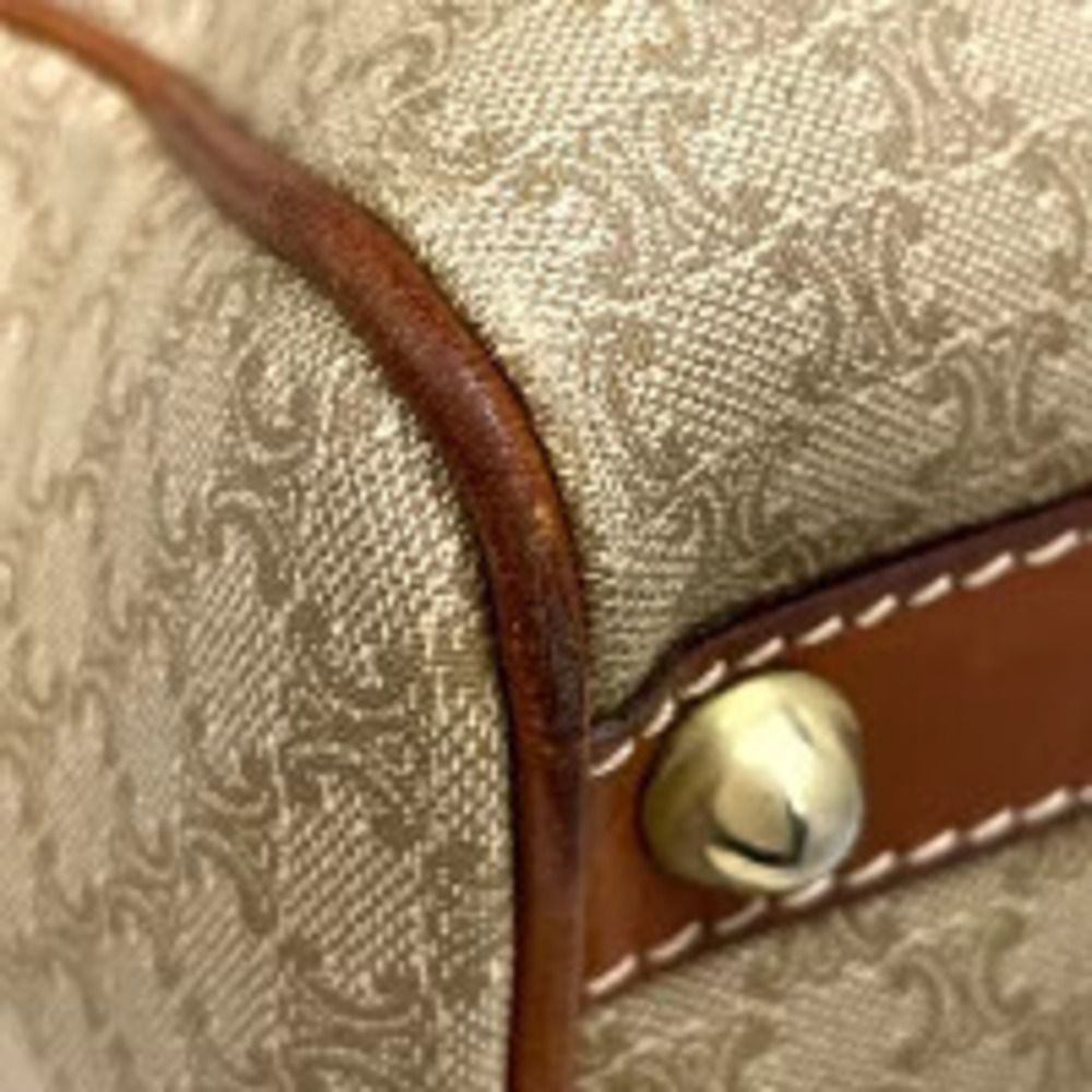 Celine Beige Handbag Macadam Boston Canvas Brown